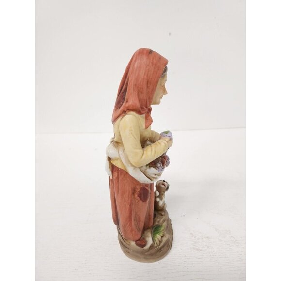 Vintage Homco Farm Woman with Grapes and Dog Large Porcelain Figurine #1417 - Picture 6 of 10